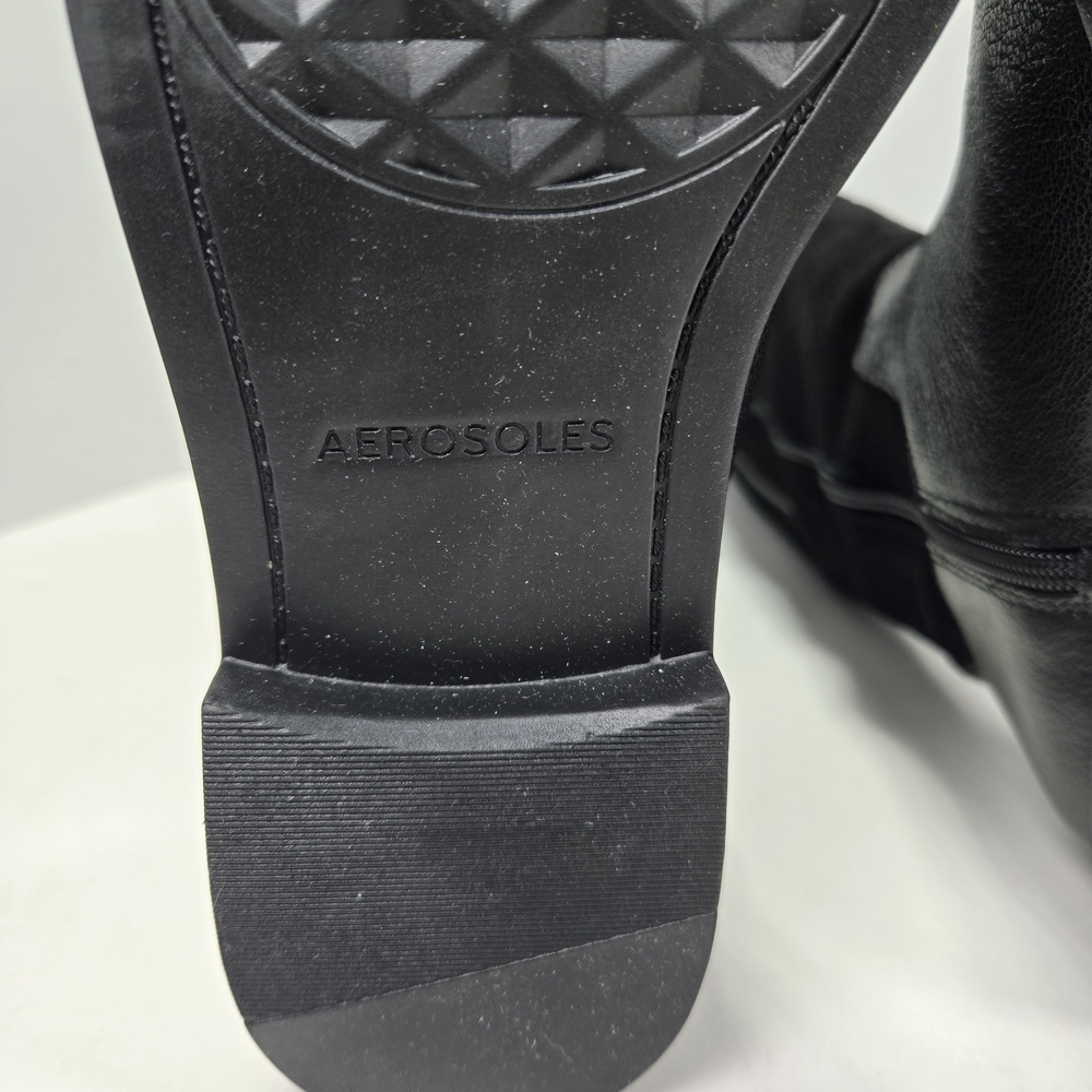 AEROSOLES Taba Black Suede Knee-High Two Zipper Expand Calf Riding Boot Size 7.5 - Picture 11 of 13